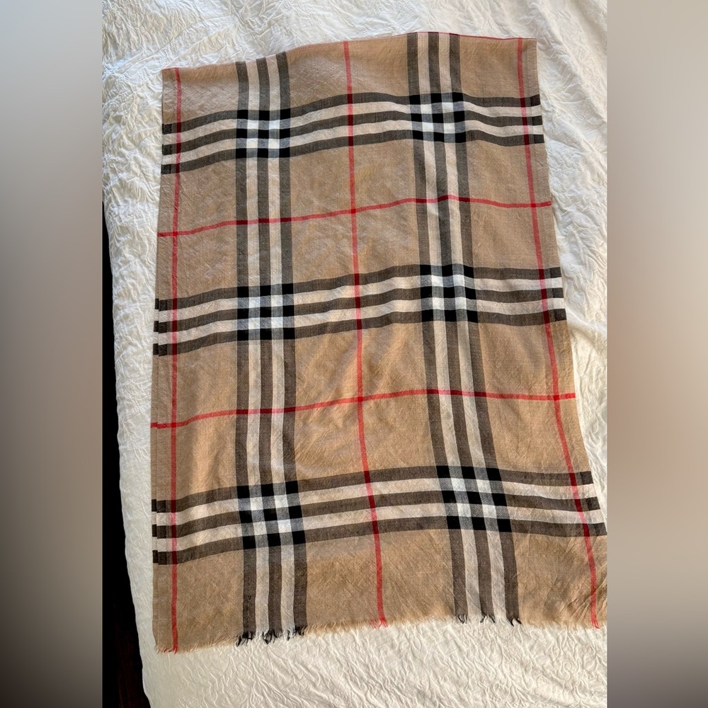 Burberry Wide Check Wool-Silk Scarf